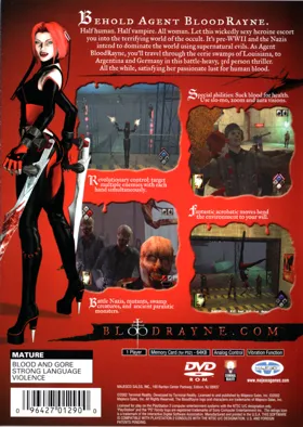 BloodRayne box cover back